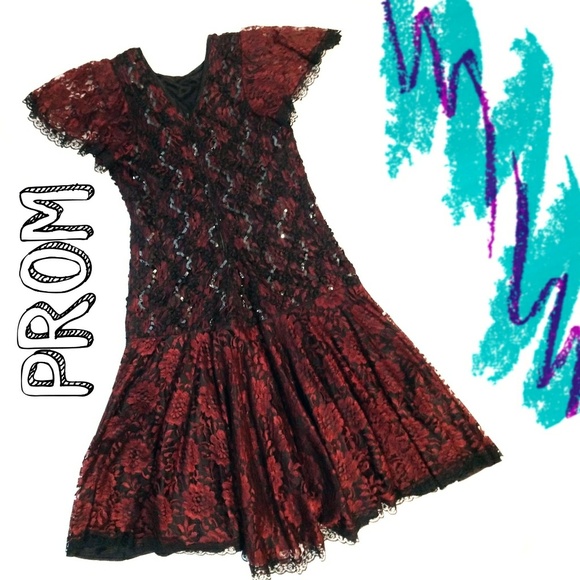david rose Dresses & Skirts - Vintage 1980s David Rose 80s Lace Ombre Prom Dress